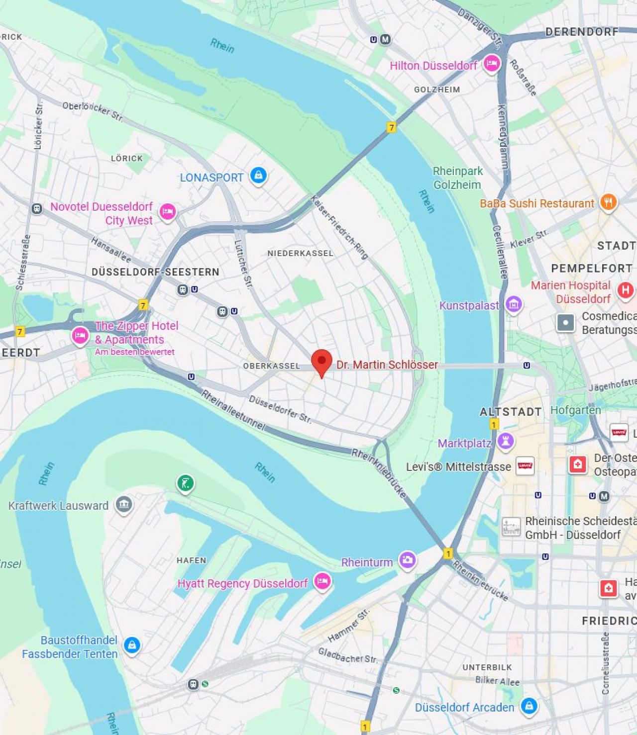Praxis Schlösser Düsseldorf - Lageplan Praxis Schlösser Düsseldorf - Lageplan